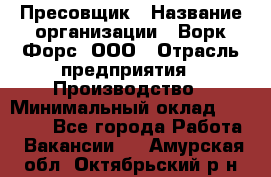 Пресовщик › Название организации ­ Ворк Форс, ООО › Отрасль предприятия ­ Производство › Минимальный оклад ­ 35 000 - Все города Работа » Вакансии   . Амурская обл.,Октябрьский р-н